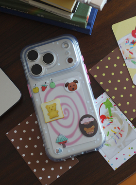 omatl原创古早动物与波点 imd磨砂半透明手机壳 适用于苹果iphone