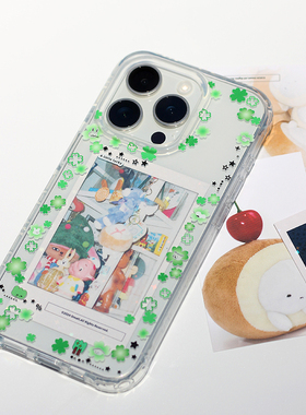 omatl原创四叶草系列 imd光面透明 手机壳适用于苹果iphone