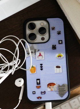 omatl原创黑边复古剪报 pc磨砂磁吸手机壳 适用于苹果iphone