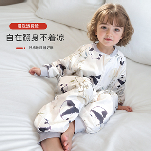 婴儿睡袋春秋纯棉儿童分腿睡袋春夏宝宝防踢被子秋冬连体睡衣四季