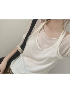 T恤显瘦上衣 鱼没放假两件挂脖长袖 不退换 舒适亲肤打底衫 5折