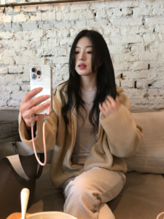 鱼没放 加绒内里拉链开衫卫衣 加厚羊羔毛外套