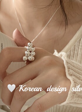 重工s925纯银戒指 韩版东大门ins风球球葡萄串女小众开口设计