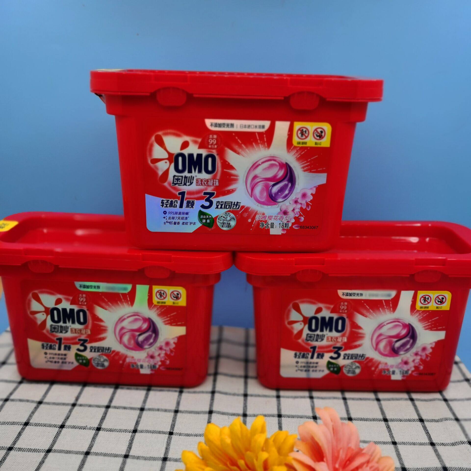 奥妙洗衣凝珠 3效同步淡雅樱花香型18颗(216g)清新柔顺家庭装