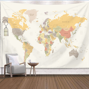 Map地图挂毯墙上装饰背景布卧室床头沙发背景墙壁画简约挂布定制