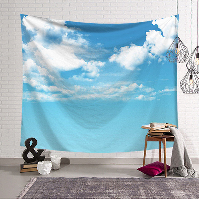 北欧ins清新白云蓝天壁毯墙壁装饰挂布床头卧室宿舍背景布毯桌布,居家布艺,挂毯/壁毯,淘宝优惠券,粉丝福利购,淘宝优惠卷