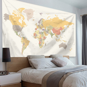 Map地图挂毯墙上装 饰背景布卧室床头沙发背景墙壁画简约挂布定制