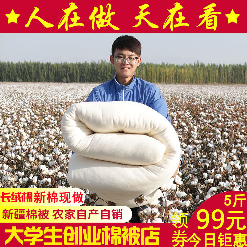 新疆棉被冬被加厚保暖10斤棉花被芯纯棉花手工棉被定做棉絮被芯垫,床上用品,棉花被,淘宝优惠券,粉丝福利购,淘宝优惠卷
