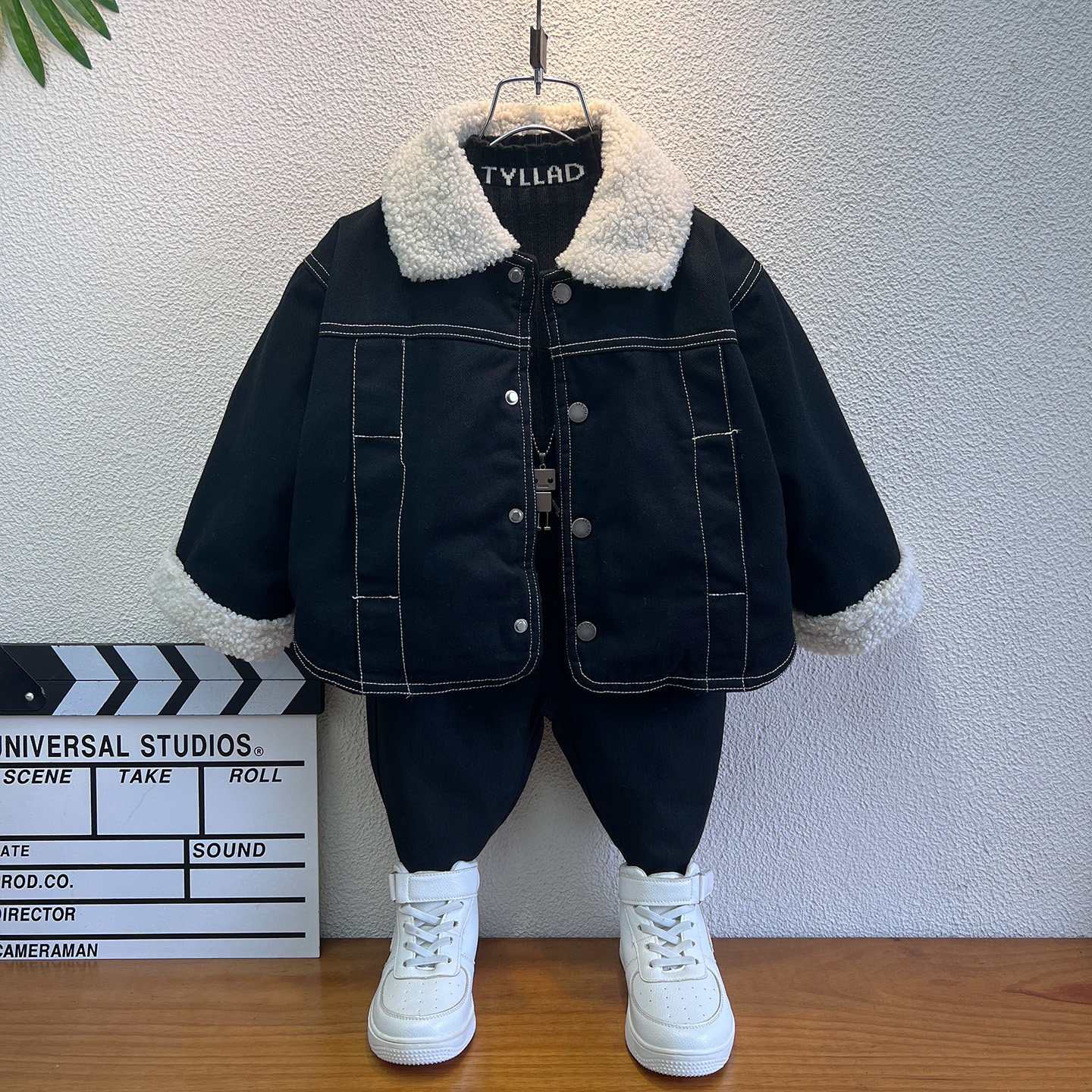 男童加绒外套冬装韩版毛领摇粒绒全棉洋气宝宝夹克冬季厚儿童衣服