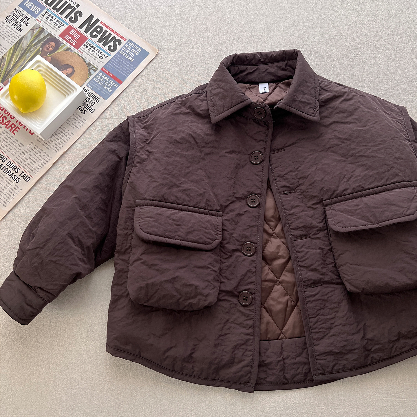 男大童夹棉衬衫外套秋冬季2025新款韩版宽松男孩儿童棉服二棉加厚