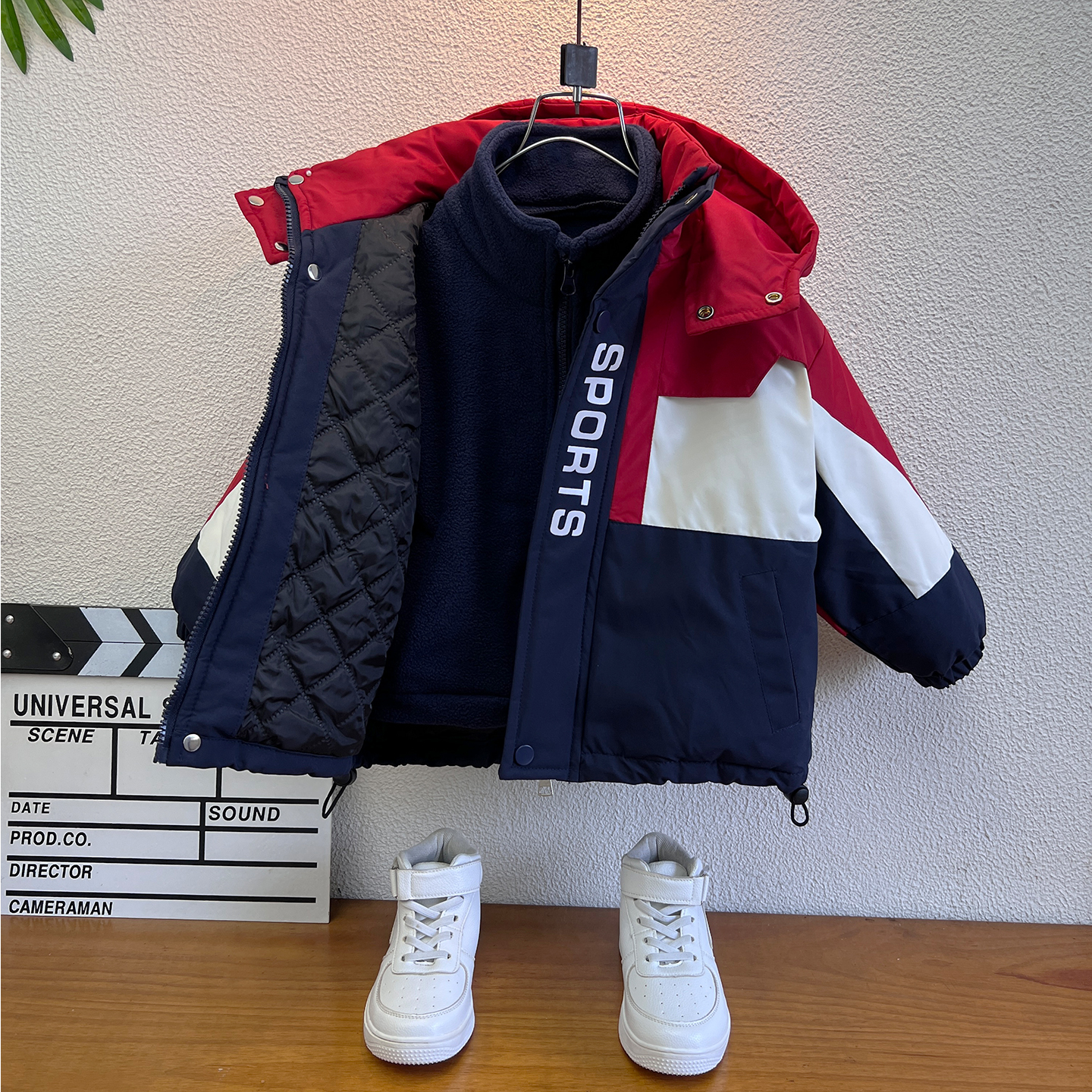 男童秋冬二棉外套夹棉加厚秋装儿童冲锋衣三合衣连帽宝宝派克服潮