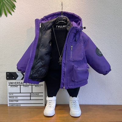 羽绒服内胆儿童三合一冲锋衣男童外套25新款冬装加厚保暖宝宝棉服