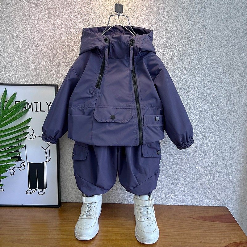 儿童冲锋衣套装春秋款2026新款小童装秋季衣服痞帅气时髦男童秋装