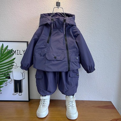 儿童冲锋衣套装春秋款2025新款小童装秋季衣服痞帅气时髦男童秋装