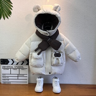 90白鸭绒男童羽绒服中长款2025冬装新款洋气儿童宝宝保暖御寒棉服