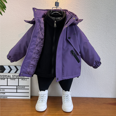 童装男童加棉冲锋衣三合一防水外套2025新款秋冬风衣儿童时髦衣服