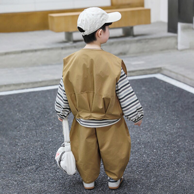 男童春装潮帅气时髦套装2026新款小少爷衣服韩版宝宝马甲三件套