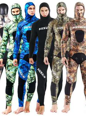 自由潜半干式橡胶肉面潜水服男3.5MM5MM7MM两件套分体浮猎鱼服