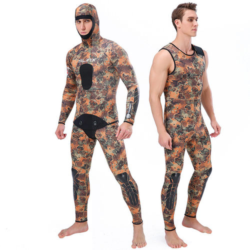 SLINX新款潜水服男湿衣3mm潜水服迷彩 自由猎潜连体浮潜服分体