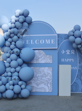 ins迪奥小香风蓝色粉色系气球背景墙周岁生日派对61儿童节装饰
