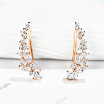 Gem miner 18K white gold diamond ear hook shaped diamond earrings elegant Earrings K gold real diamond earrings female