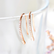 Gemstone miner 18K Rose Gold Diamond earhook simple zigzag stud au750 real diamond earrings lady