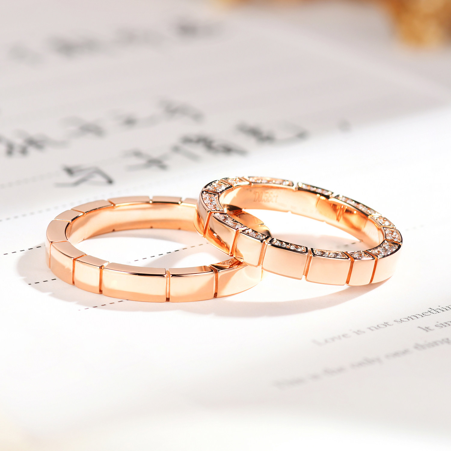 宝石矿工 18k玫瑰金钻石戒指 简约情侣对戒结婚戒求婚戒男戒女戒