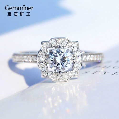 Бриллиантовое обручальное кольцо для влюбленных, с драгоценным камнем, 1 карат