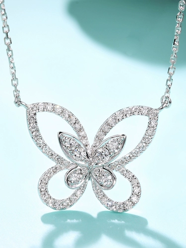 Ожерелье с бантиком, золотая цепочка, платиновая подвеска, с драгоценным камнем, золото 18 карат, розовое золото