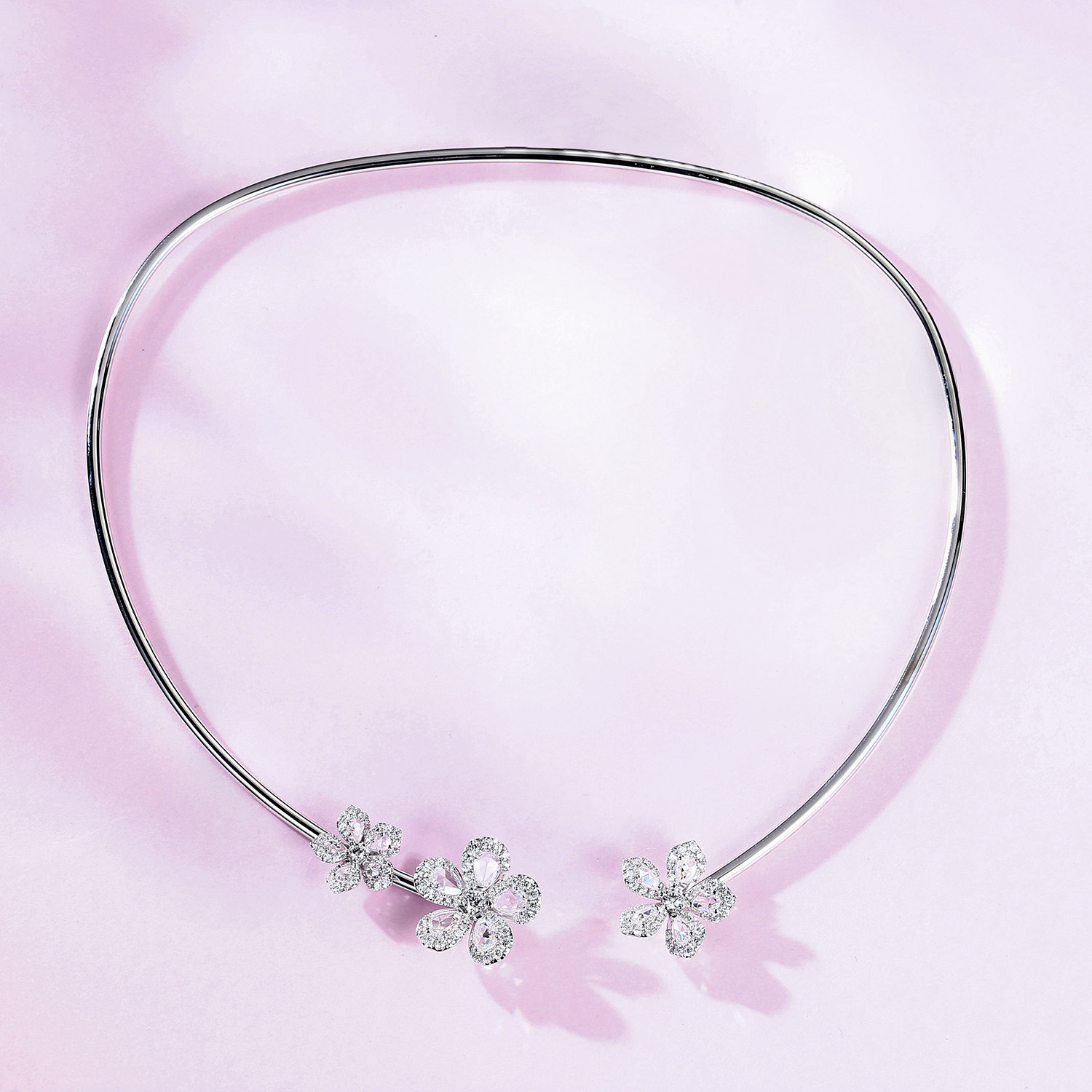 宝石矿工 维多利亚的樱花 18k白金钻石项圈精致晶莹剔透真钻项链