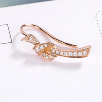 Jewel miner 18k rose gold lover's knot row set with diamond earrings single fashionable earnail earhook girl