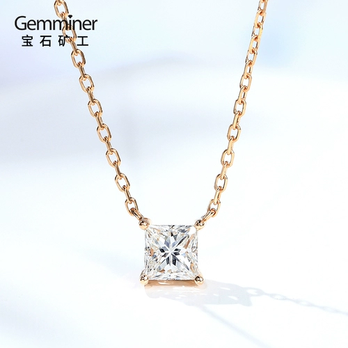 Бриллиантовая платиновая подвеска для принцессы, цепочка до ключиц, с драгоценным камнем, 18 карат