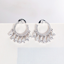 Gem miner 18K White Gold tassel Diamond Earrings color gold earrings Nuzhen Diamond Earrings temperament genuine Earrings