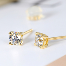 Gem miner 18K Gold Diamond Earrings rose gold four claw Diamond Earrings single diamond earrings female