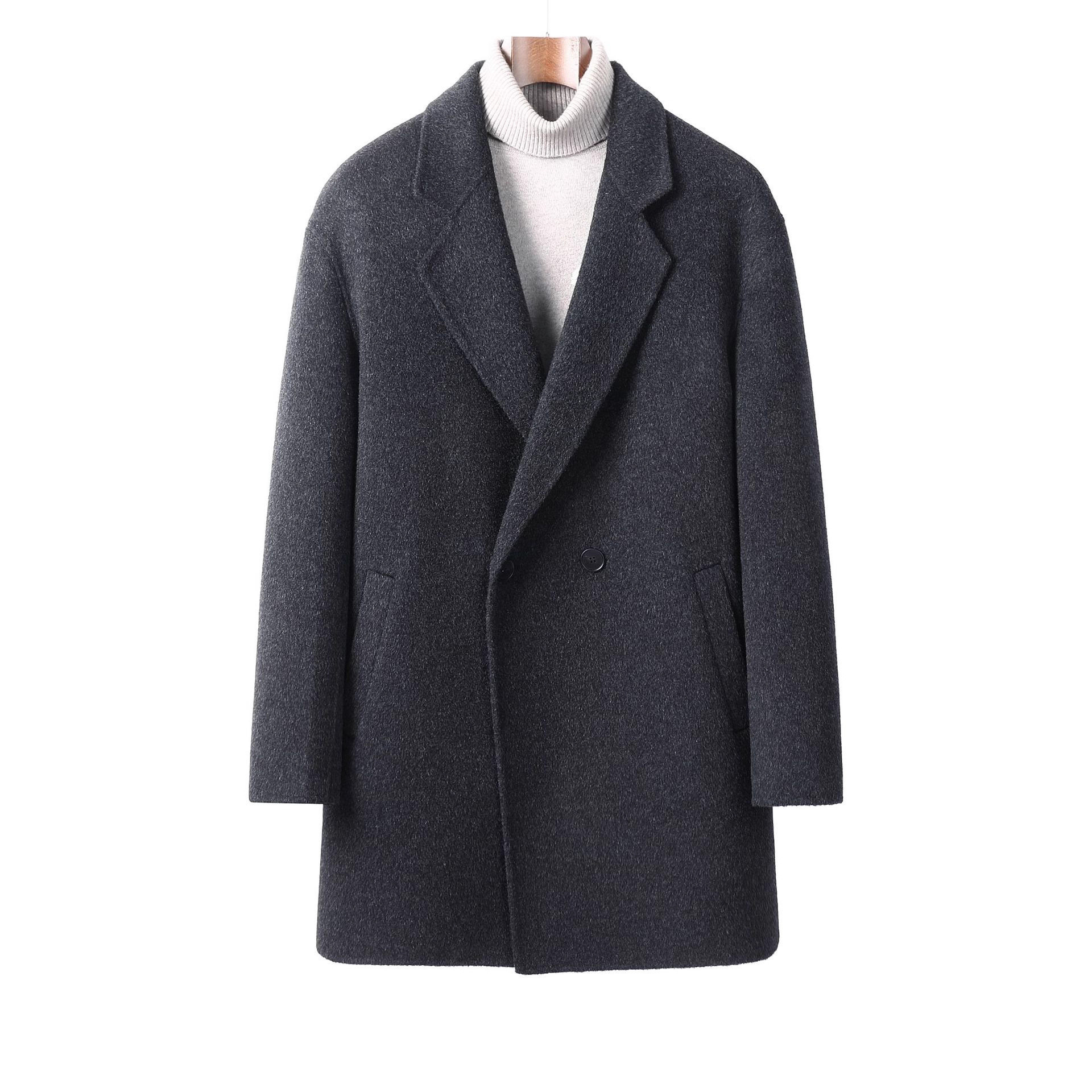 100%羊毛男士加肥加大码羊毛呢大衣大码中长款羊毛呢西装外套