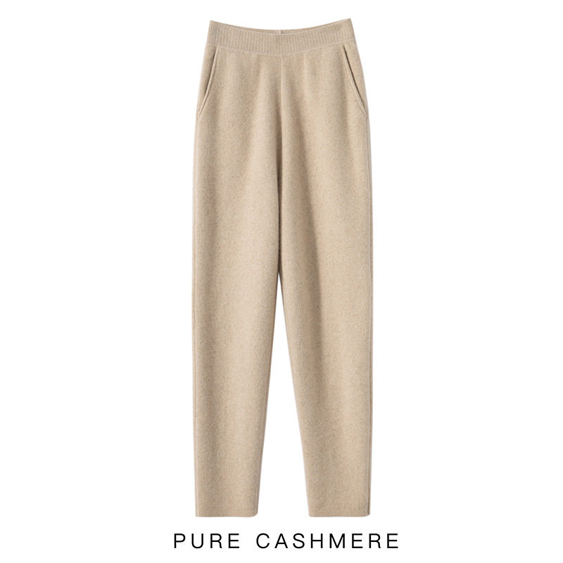 秋冬加厚净羊绒裤子女外穿净色休闲针织哈伦裤宽松显瘦小脚萝卜裤