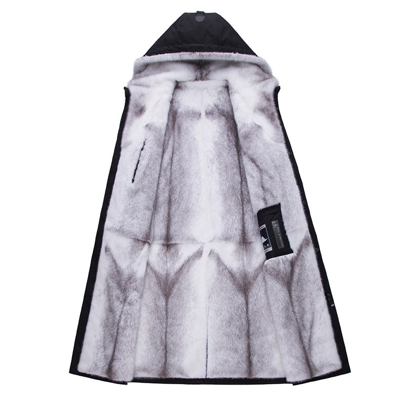 鹅绒服长款过膝加厚进口整貂貂皮大衣皮毛一体高端商务外套男