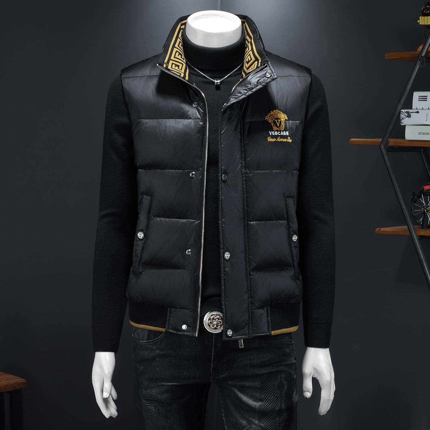 欧货2025冬季新款男士高品质90白鸭绒立领羽绒马甲高品质刺绣背心