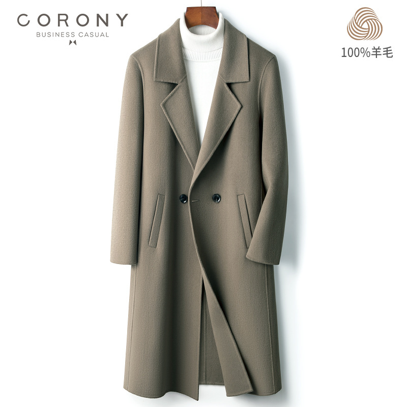 3016   100%羊毛106- 0M中长款双面尼大衣M-3XL