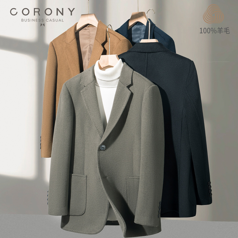 95  100%羊毛短款双面尼西服74-78M  M-3XL