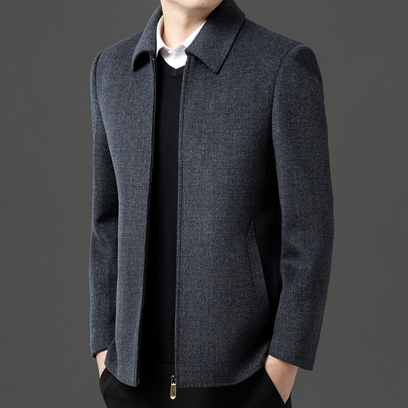 高端中年休闲双面呢羊毛大衣商务百搭羽绒服内胆短款大码夹克外套