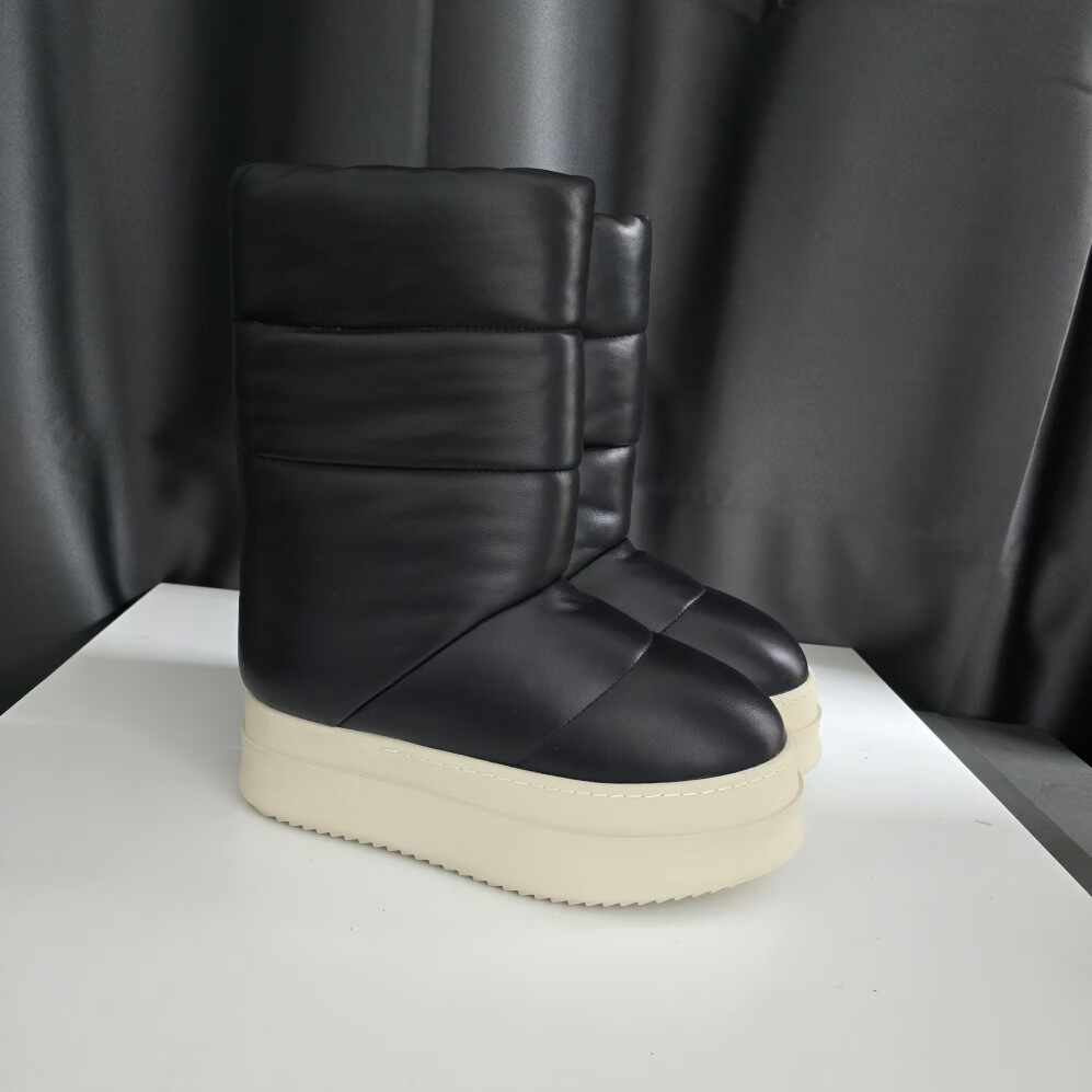 Ro潮鞋冬季大码羊皮靴保暖男女高筒靴棉靴真皮厚底雪地靴工厂