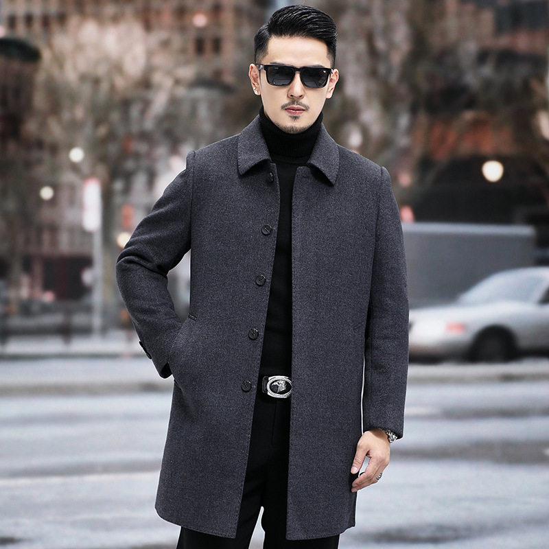 双面羊绒大衣男中长款高端男士羊毛呢外套高级感冬季加厚呢子风衣