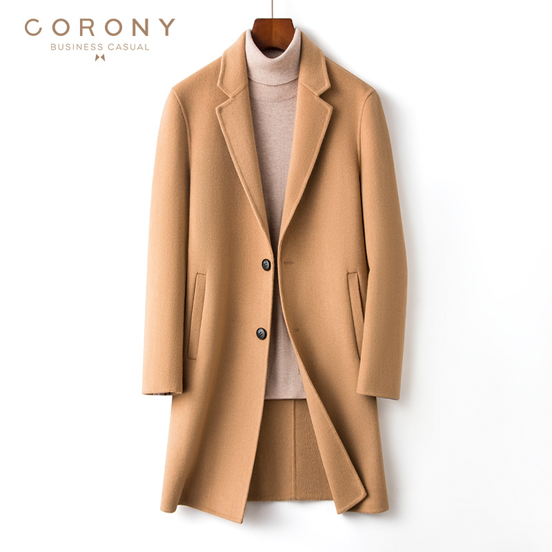 冬季毛呢大衣男士帅气修身高级感羊绒双面呢子羊毛中长款风衣外套