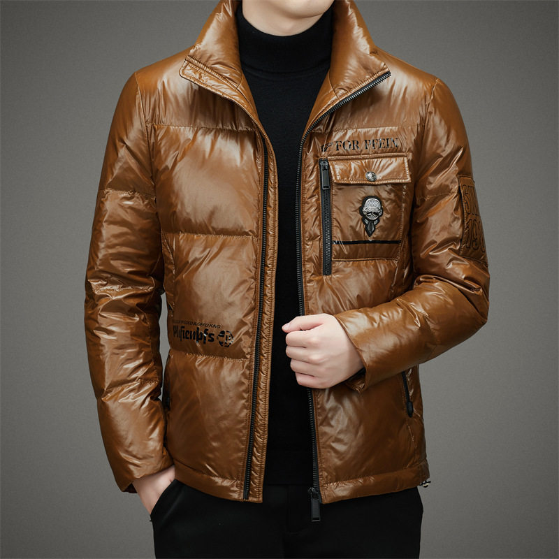 2024冬季青年新男士羽绒服款欧洲站保暖高档立领纯色外套休闲代发