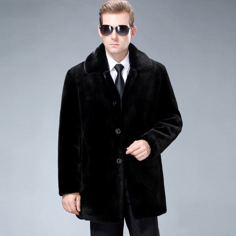 2025冬装新貂绒男外套皮毛一体皮草大衣厚真皮皮衣男士中长款外套