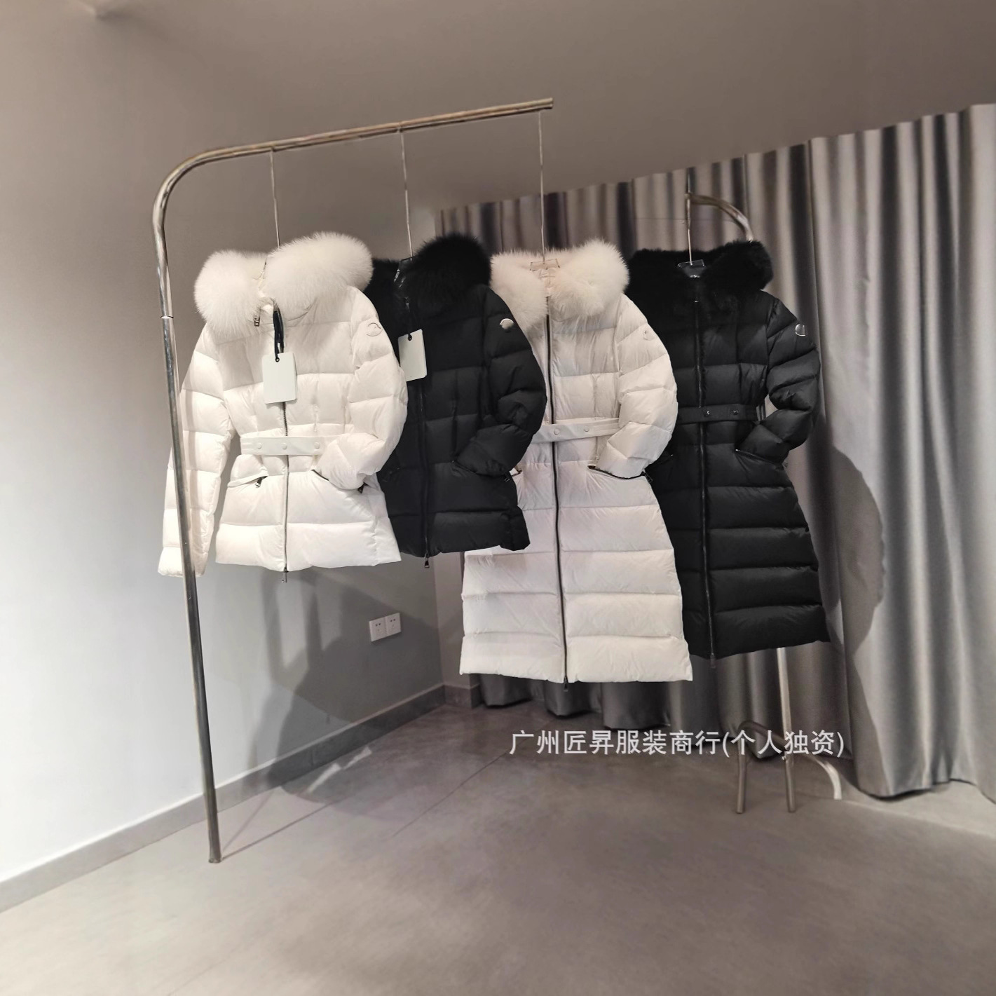 （正确版）现货M家修身显瘦大狐狸毛领收腰短款长款羽绒服外套