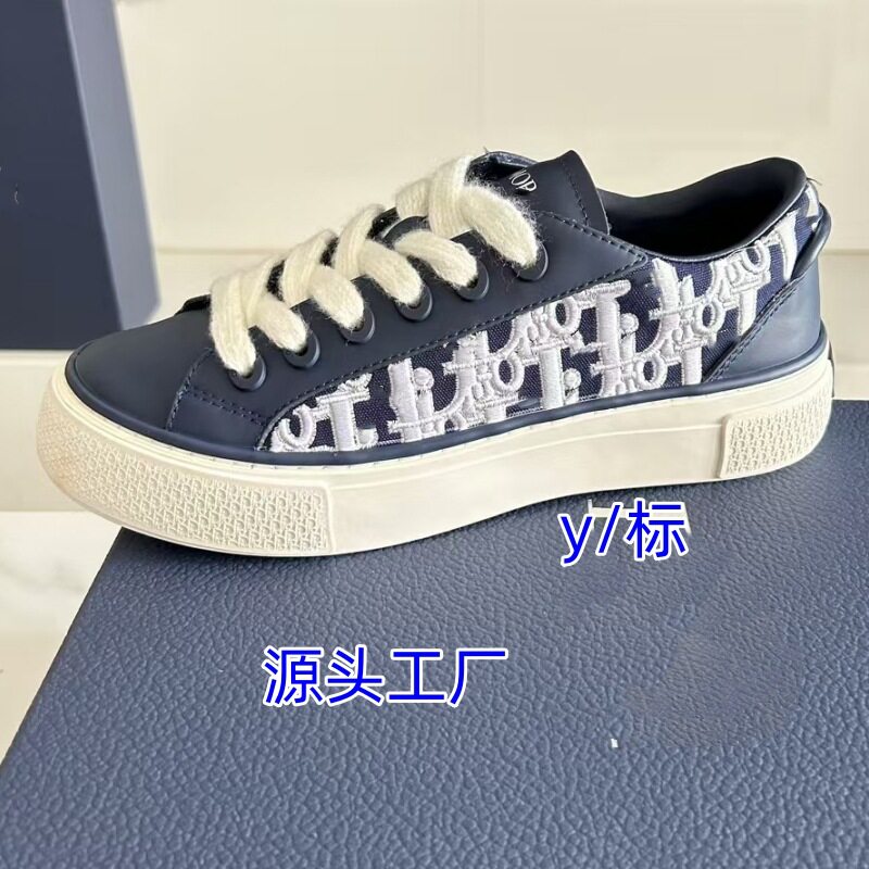 B33欧洲站提花字母拼色休闲运动鞋真皮情侣鞋系带厚底板鞋女增高