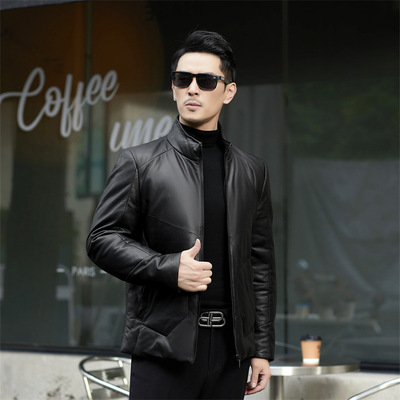 2025新款绵羊真皮羽绒皮衣男商务休闲秋冬皮夹克外套中青年爸爸装