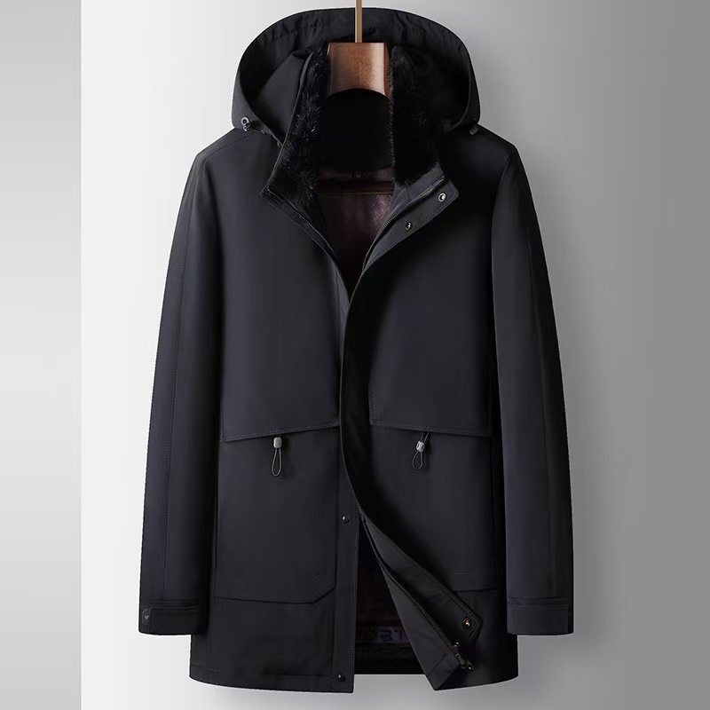 男式皮草冬季貂毛立领连帽脱卸加厚兔毛内胆皮毛一体中青年服